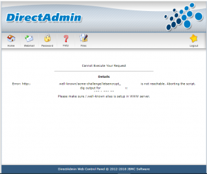 Fix Please make sure /.well-known alias is setup in WWW server directadmin